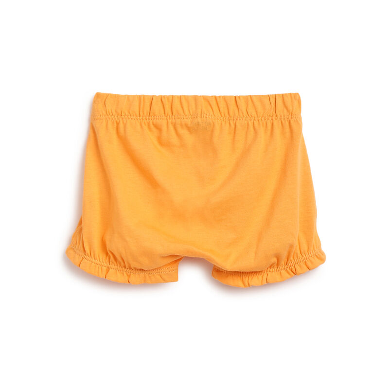 Girls Light Orange Printed Outfit with Short Pants image number 3